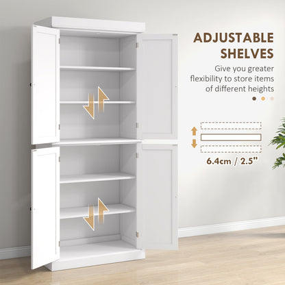 Kitchen Pantry Cabinet 6-Tier 4 Magnetic Doors