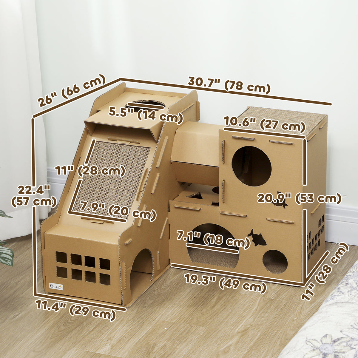 Multi-level cardboard cat house condo