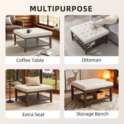 Tufted storage ottoman coffee table