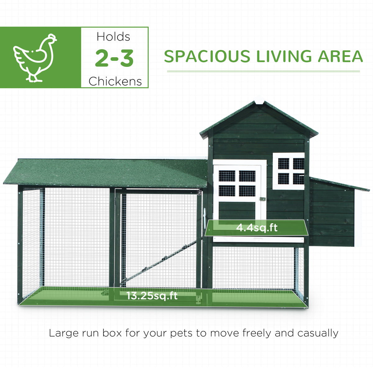 Wooden Chicken Coop with Run and Nesting Box