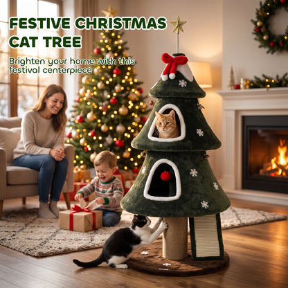 Árbol de Navidad para gatos con múltiples niveles y postes