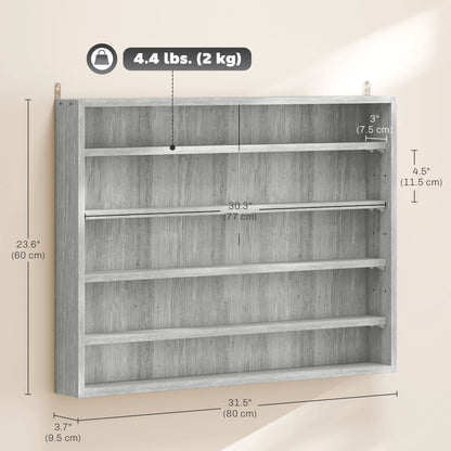 5-Shelf Wall Display Cabinet with 2 Glass Doors