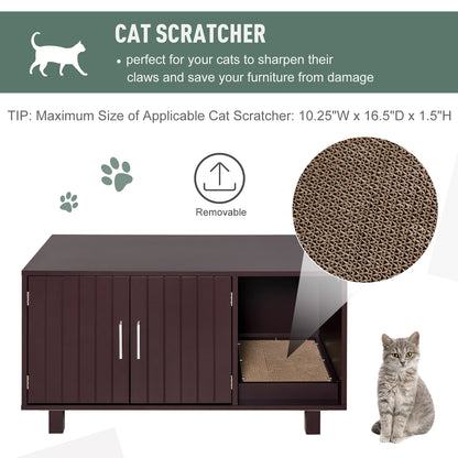 Mueble oculto para arena de gatos, mesa auxiliar con rascador