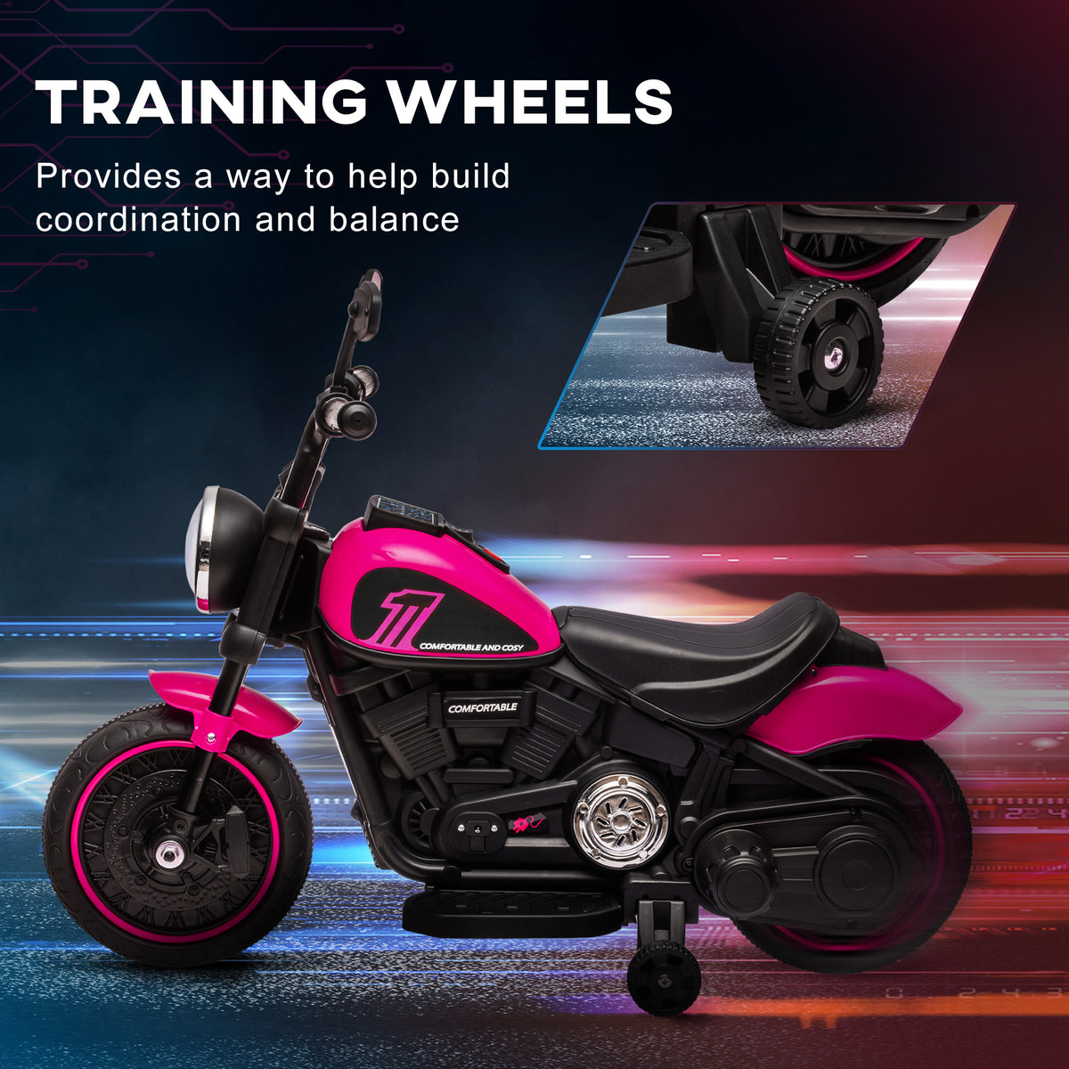 Electric Motorcycle Kids 6V with Training Wheels
