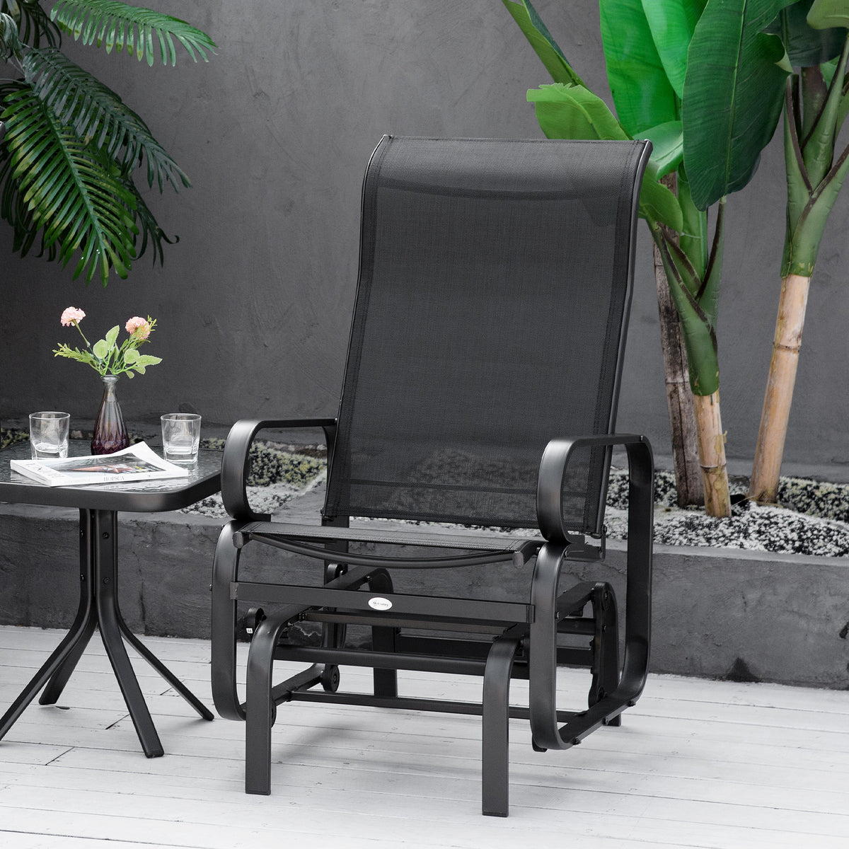 Patio Glider Chair with Breathable Mesh Fabric