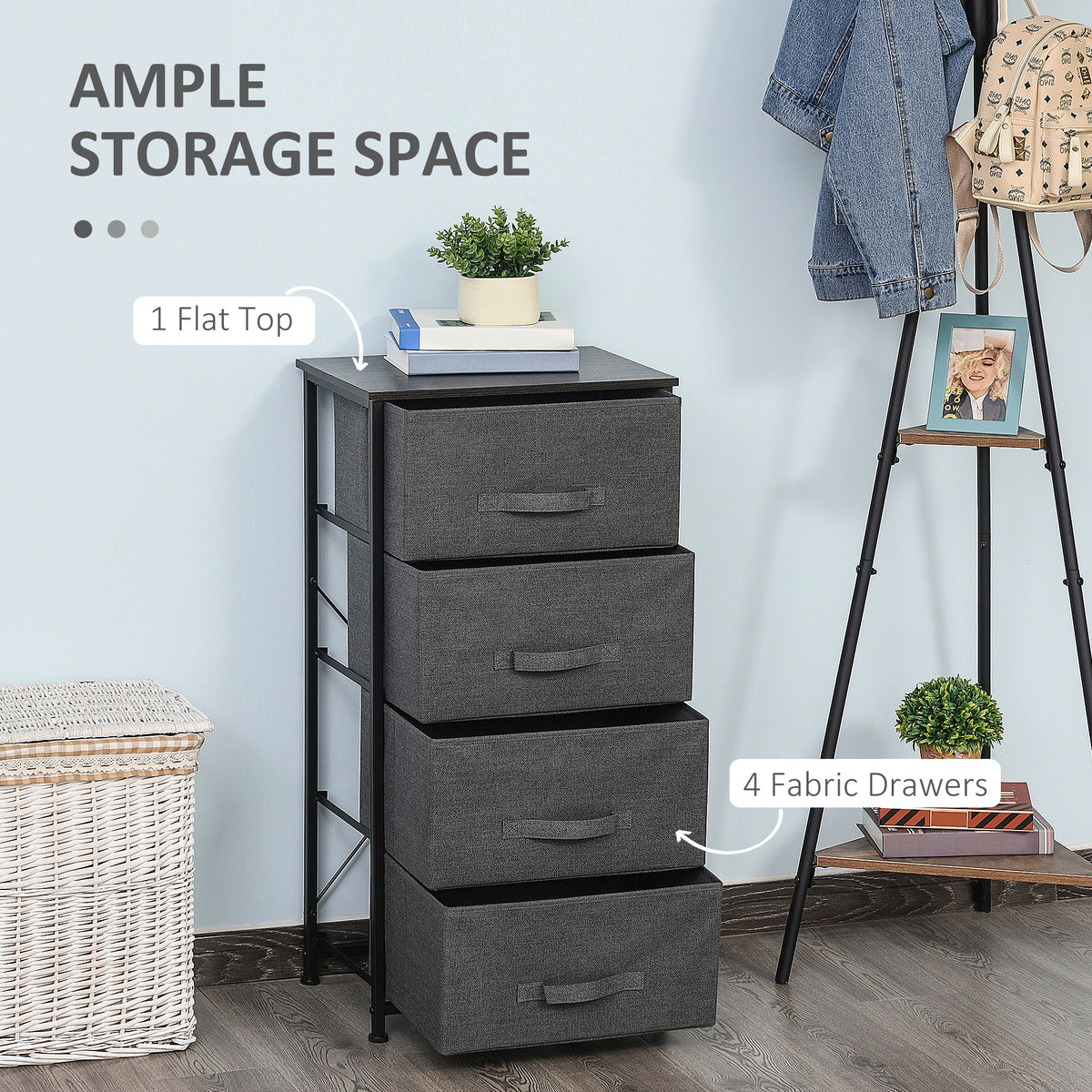 Linen drawer tower storage dresser with 4 drawers