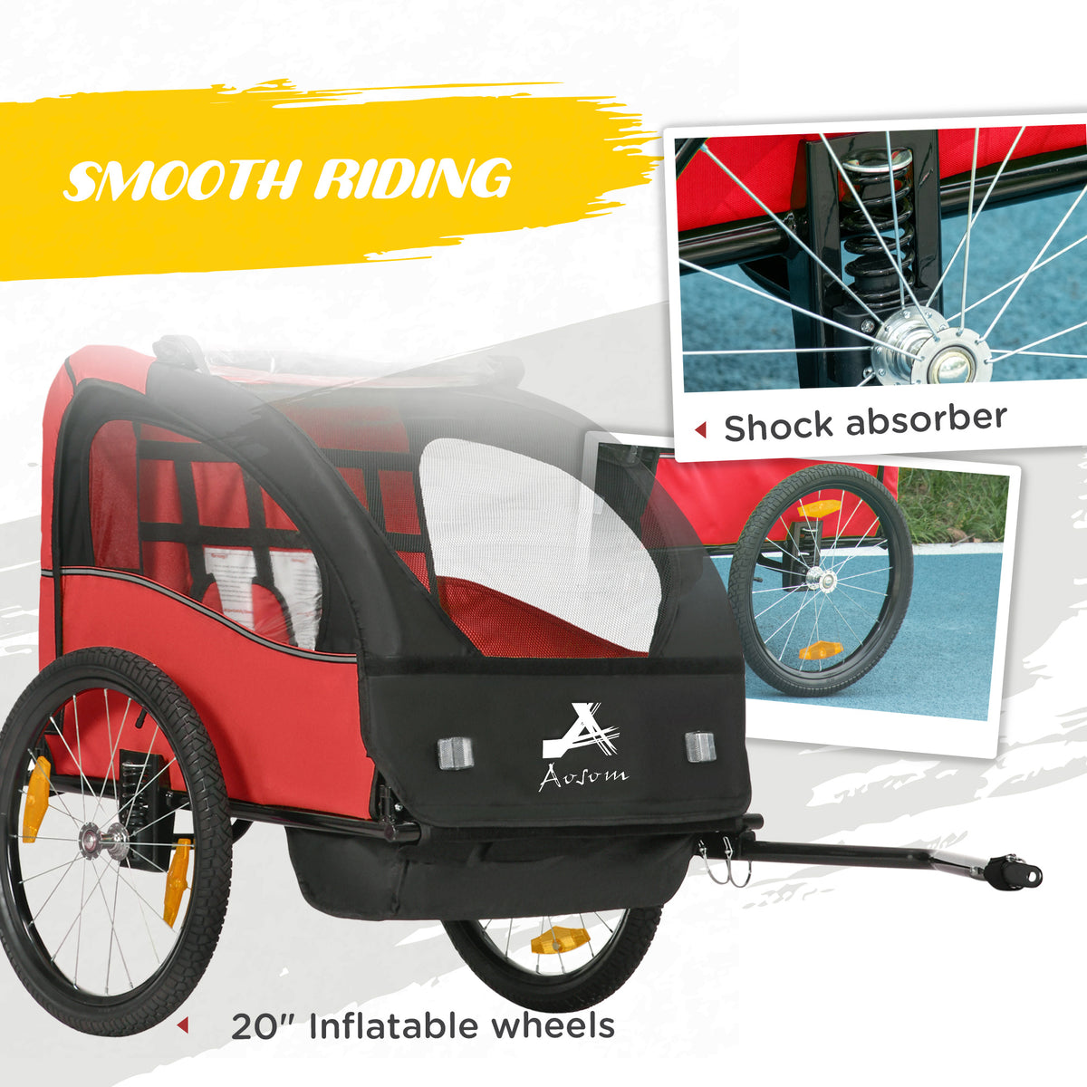 Remolque de bicicleta para dos niños con ruedas de 51 cm