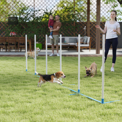 Conjunto de obstáculos de agilidad para perros con estacas
