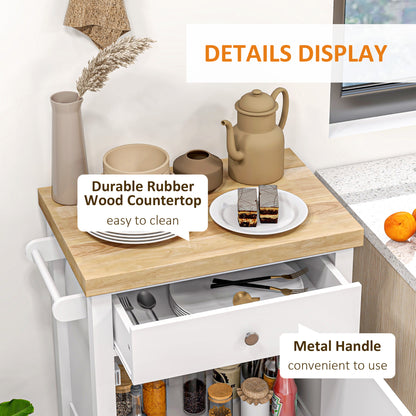 Rolling kitchen island wood cart