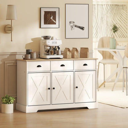Farmhouse Buffet Cabinet with Barn Doors and Drawers