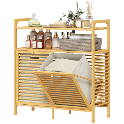 Tilt Out Bamboo Laundry Hamper Cabinet