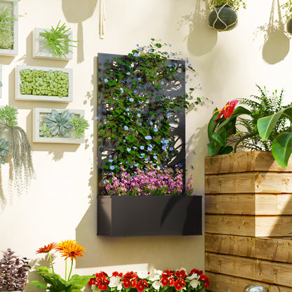 Metal Raised Garden Bed with Decorative Privacy Panel