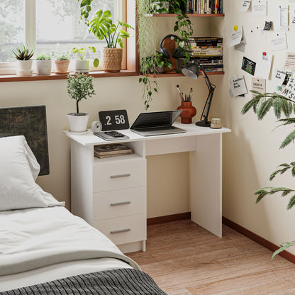 Computer Desk with 3 Drawers and Open Shelf