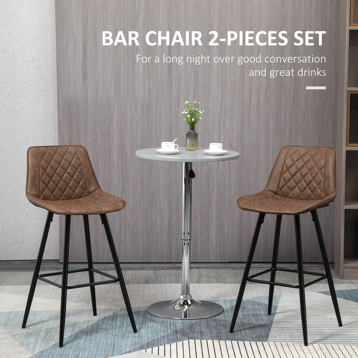 Set of 2 Modern PU Leather Bar Stools