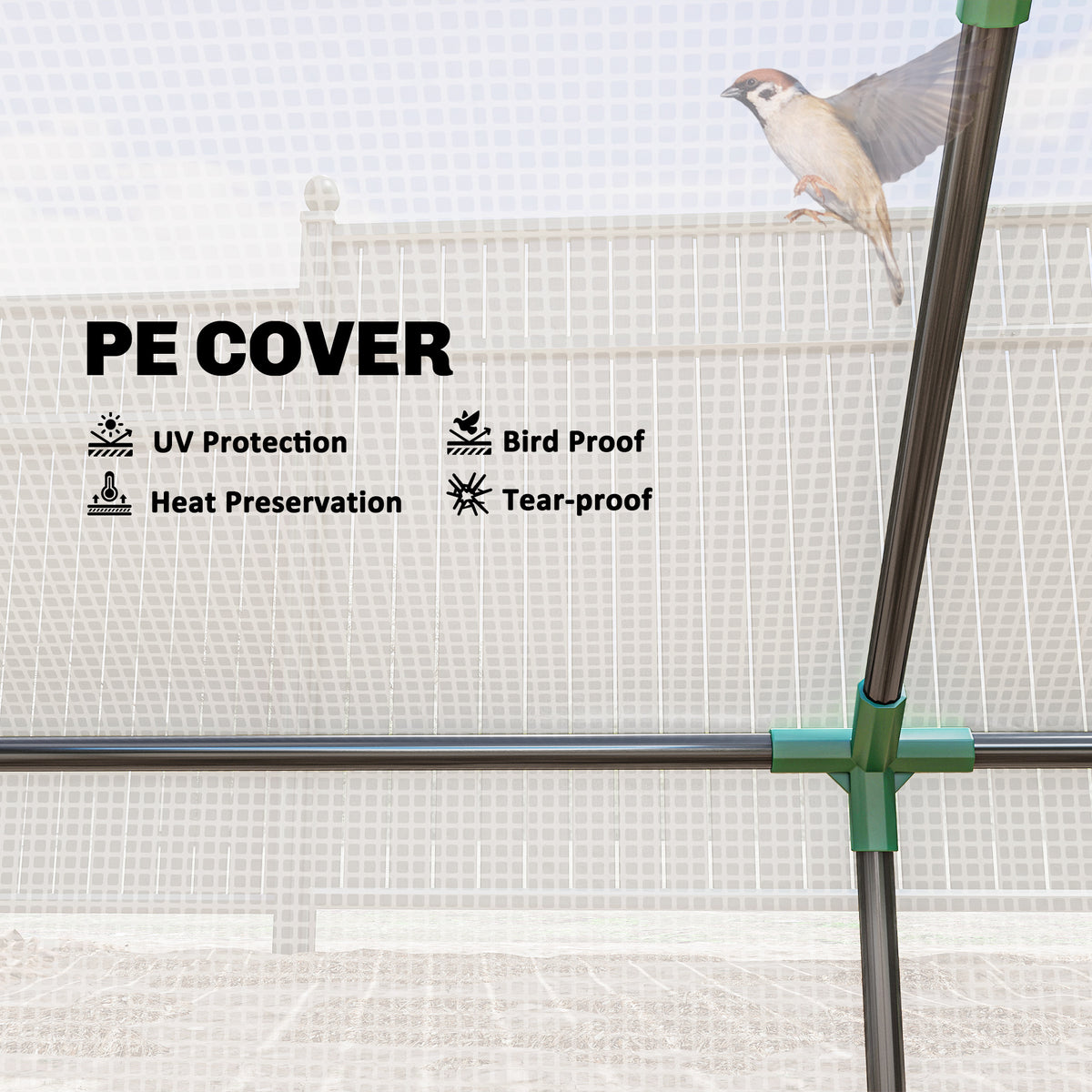 Portable mini tunnel greenhouse steel PE 120 cm