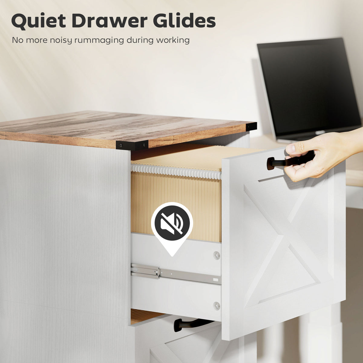 3 Drawer Farmhouse Vertical Filing Cabinet