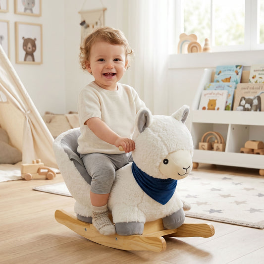 Plush Alpaca Rocking Horse for Babies