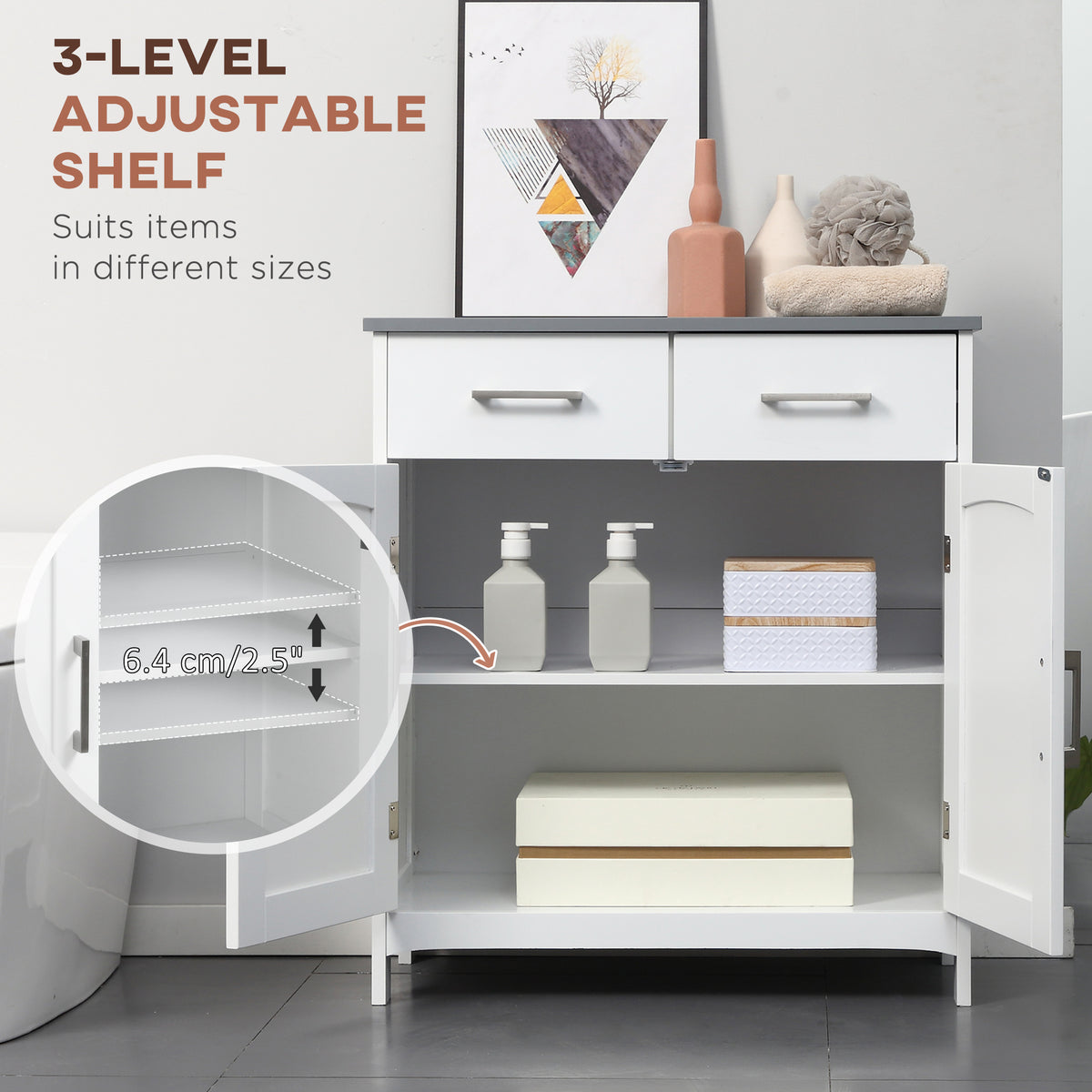 Mueble de baño sobre patas con cajones