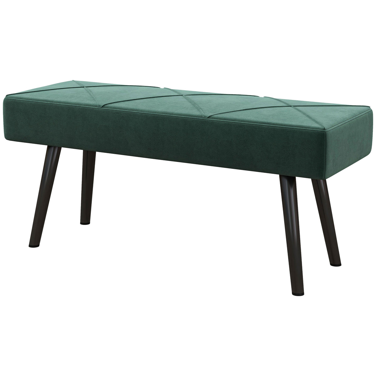 Upholstered Velvet Bedroom Bench — Steel Legs