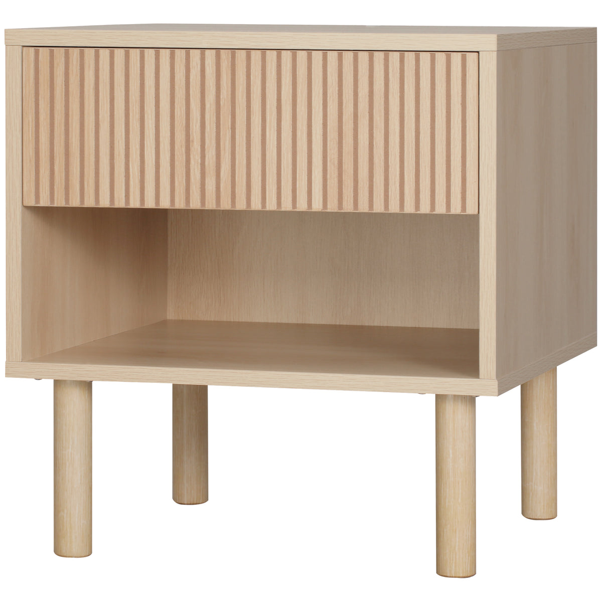 Bedside Table with Drawer and Open Shelf