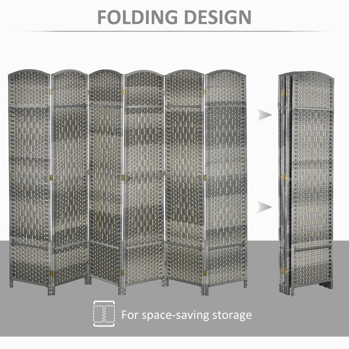 3-Panel Folding Room Divider Pine Wood Frame