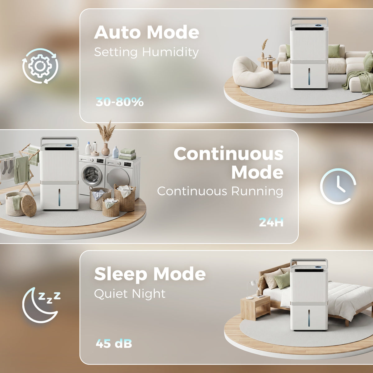 Deshumidificador inteligente WiFi de 100 pintas para grandes superficies
