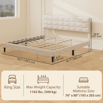 Estructura de cama queen de plataforma capitoné — 500 kg
