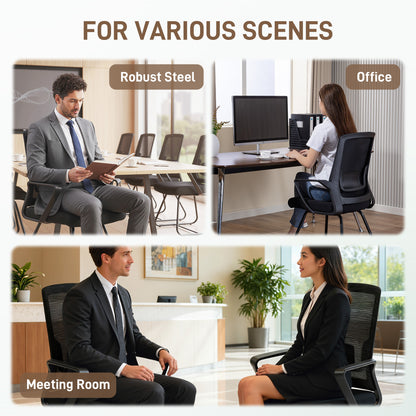Office Chair No Wheels Lumbar Support Mesh Back