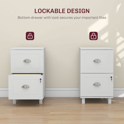 Lockable 2-Drawer Filing Cabinet with Adjustable Hanging Bars