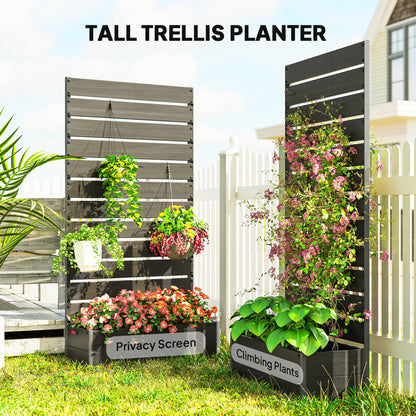 90cm Raised Planter Box with Trellis - Black