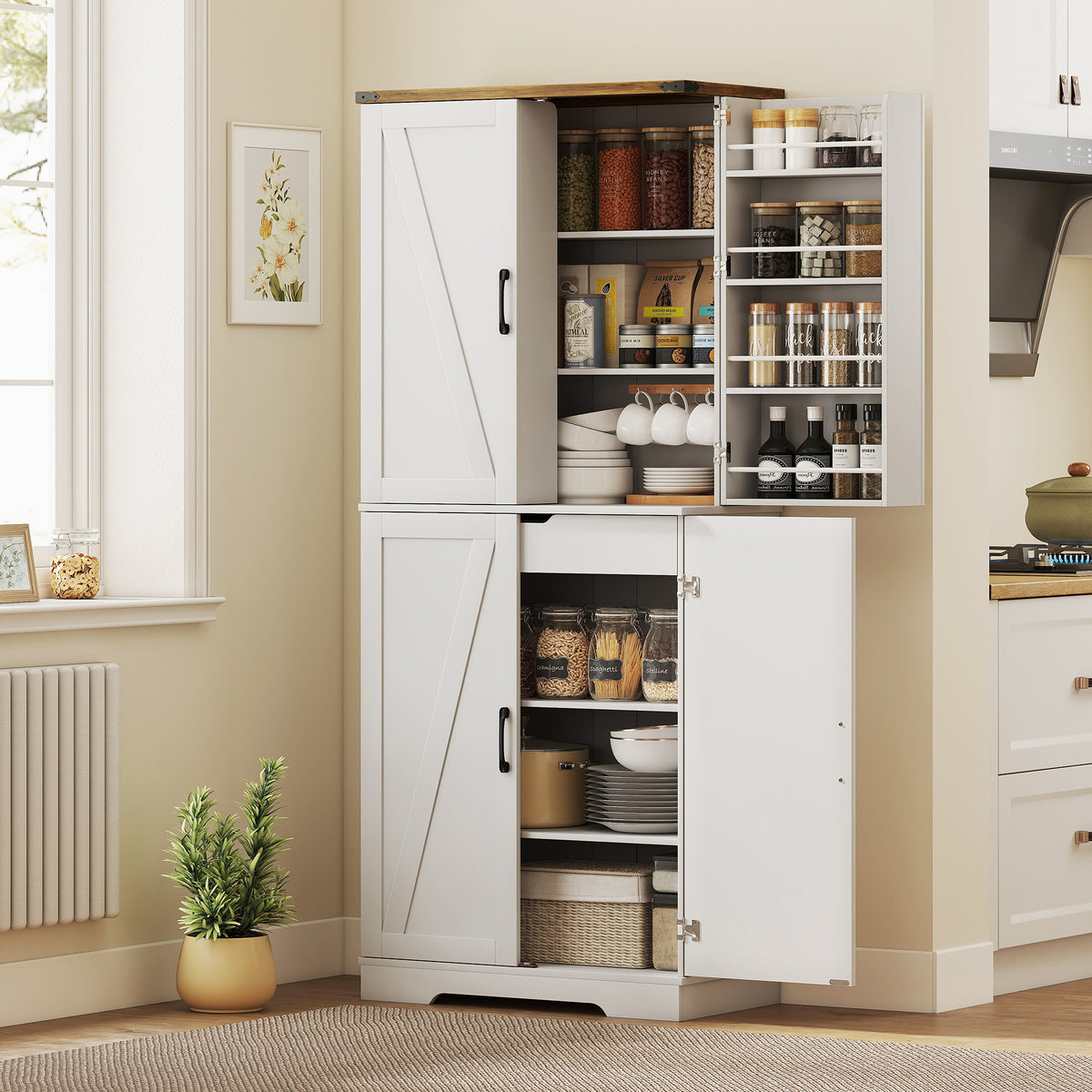 Kitchen Pantry Cabinet Farmhouse 182 cm