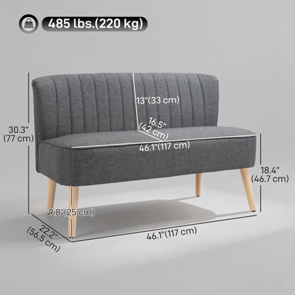Sofa 2 seater modern linen fabric wood legs