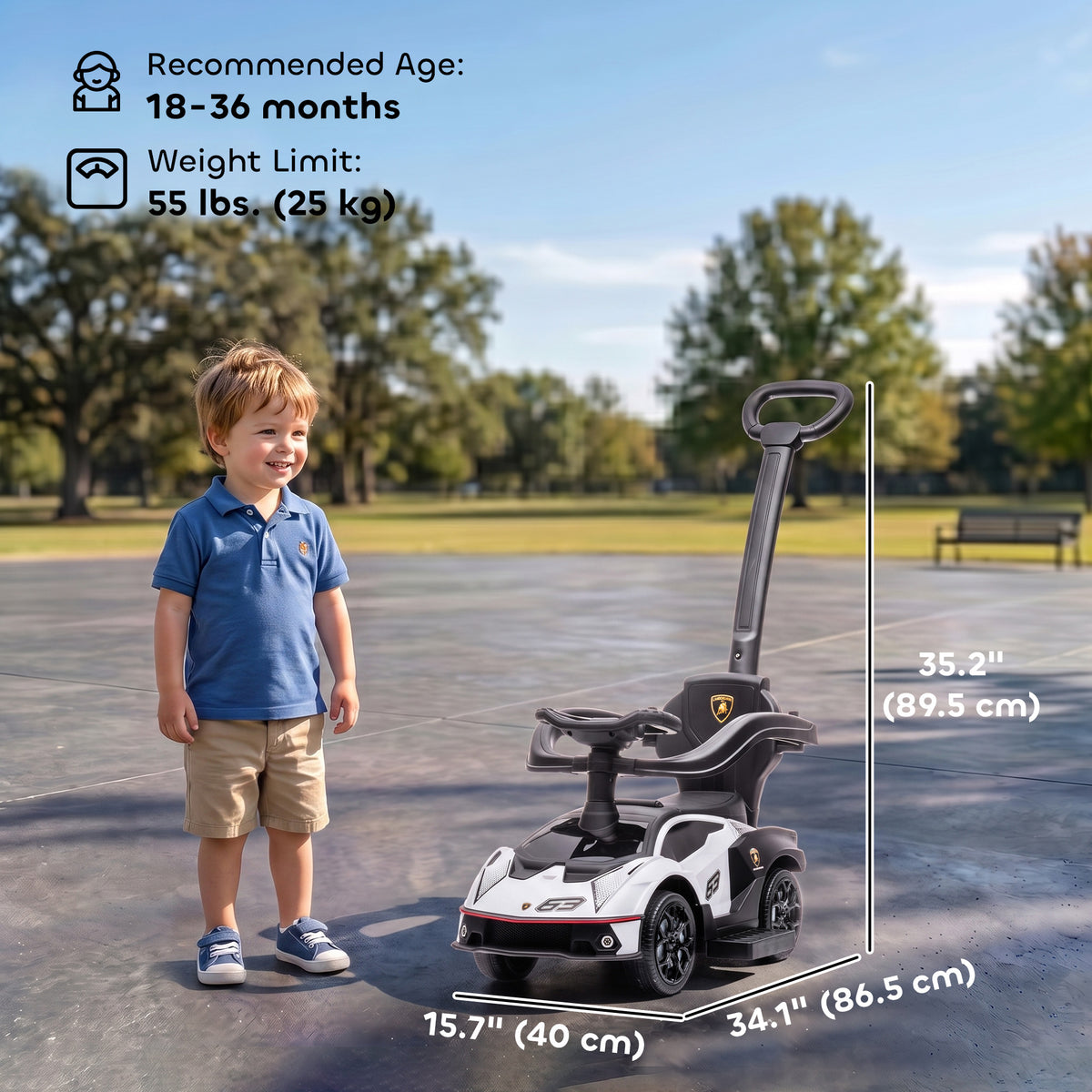 3-in-1 Toddler Push Ride-On Car with Horn and Safety Rails