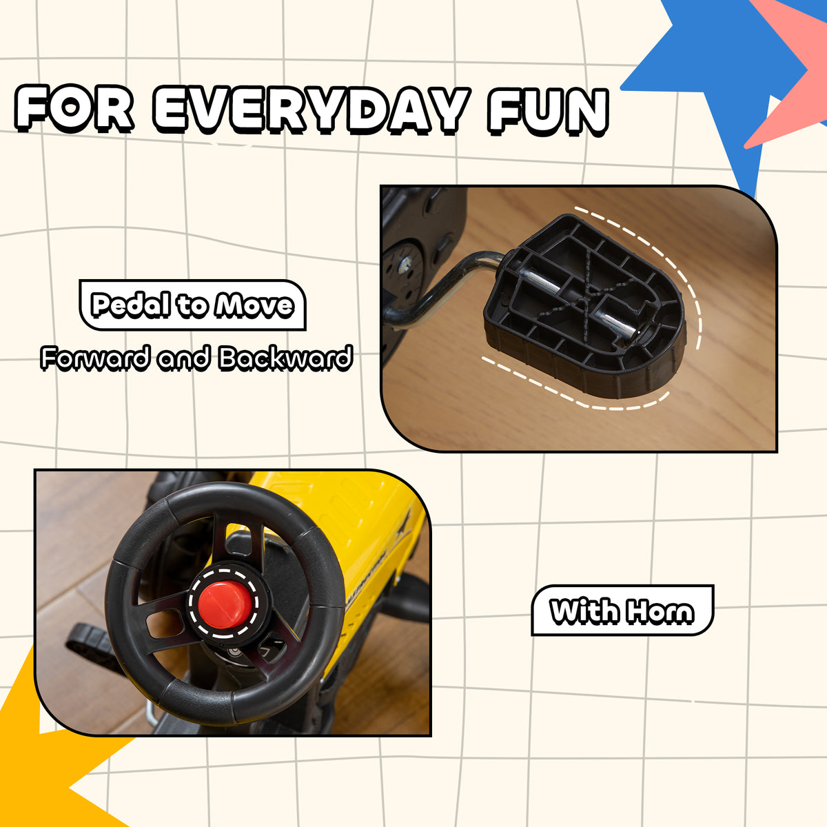 Tractor excavadora para niños con remolque