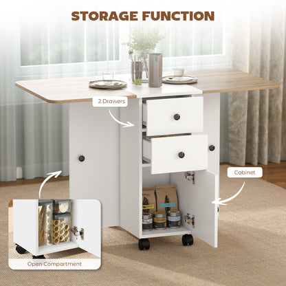 Drop leaf folding dining table with storage — Wheels
