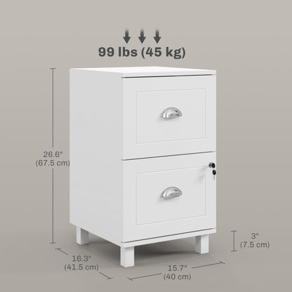 Lockable 2-Drawer Filing Cabinet with Adjustable Hanging Bars