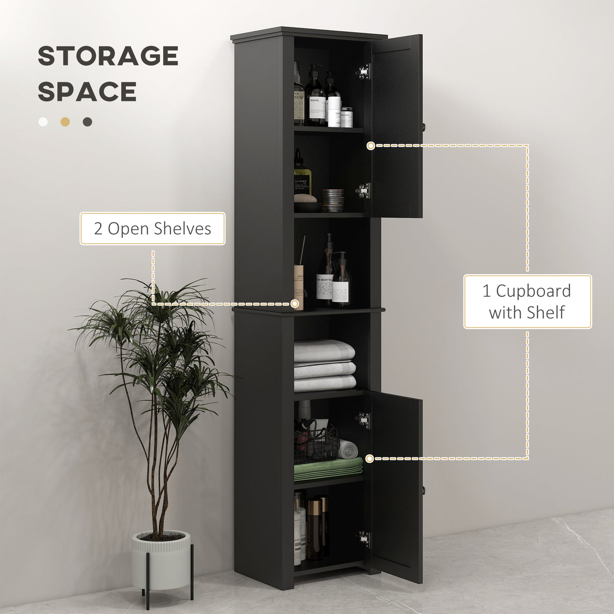Tall freestanding bathroom storage cabinet