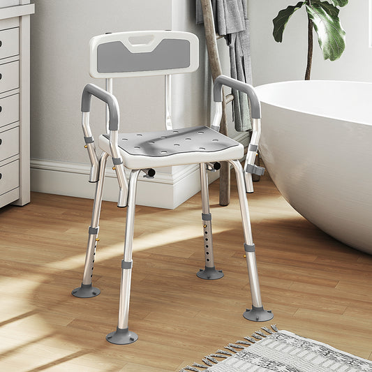 Adjustable Shower Chair with Arms — light gray