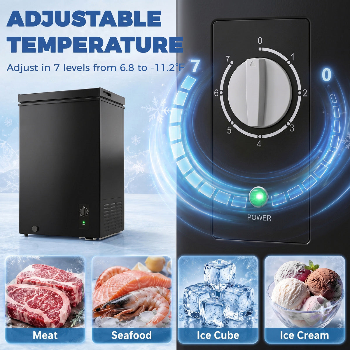 Chest Freezer 99 L Adjustable Thermostat