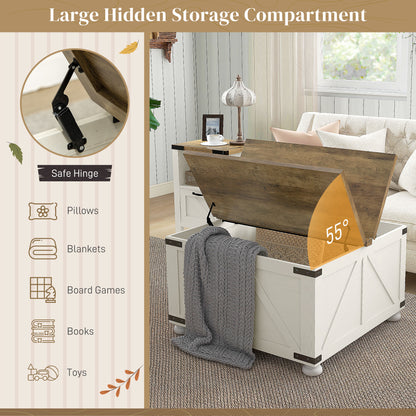 Farmhouse coffee table with hidden storage