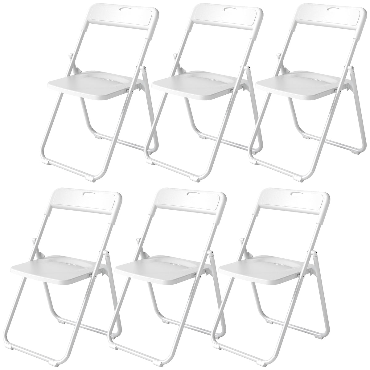 Plastic Folding Chairs with Steel Frame — Set of 6