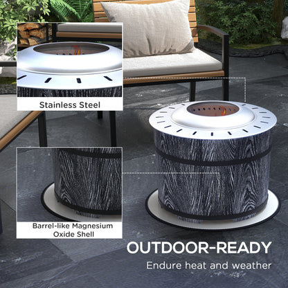Brasero exterior sin humo con alfombra protectora