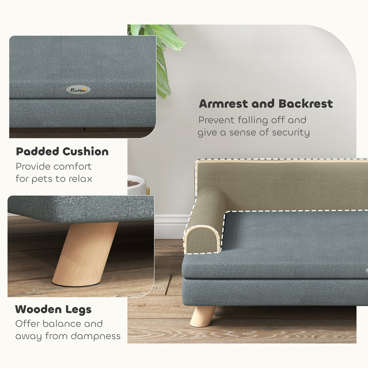 ਧੋਵਨਯੋਗ ਕ cushion ਵਾਲਾ ਉੱਚਾ ਕੁੱਤੇ ਦਾ ਸੋਫਾ