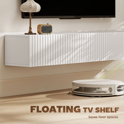 Mueble de TV suspendido con puertas acanaladas 180 cm