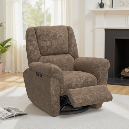 Power Reclining Swivel Glider Chair with Chenille Upholstery