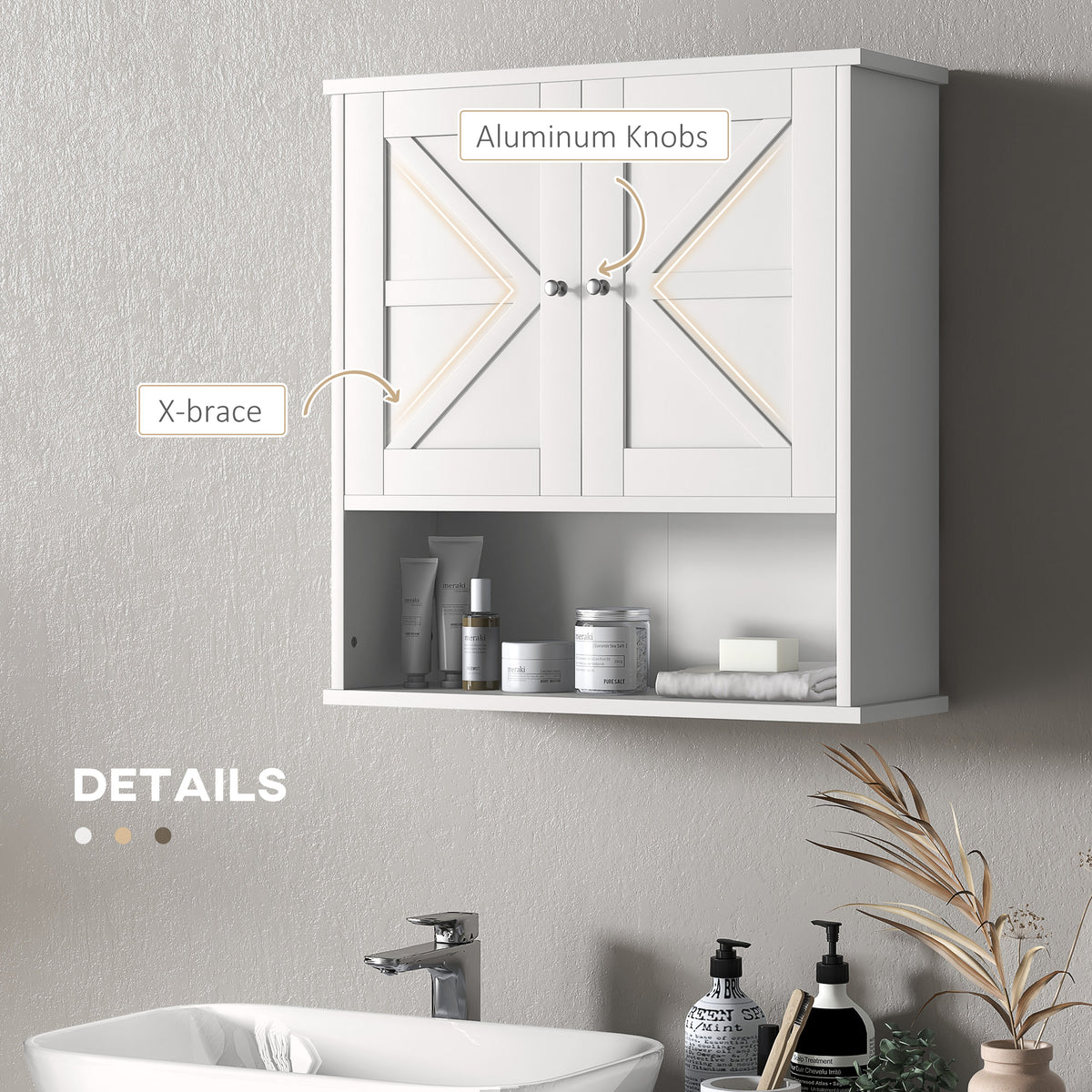 Wall Medicine Cabinet with Barn Doors Adjustable Shelf