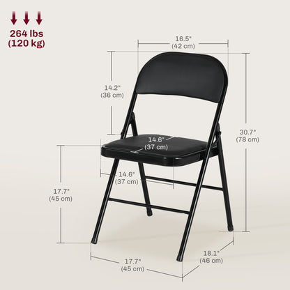 Foldable Padded Faux Leather Dining Chairs — Set of 2