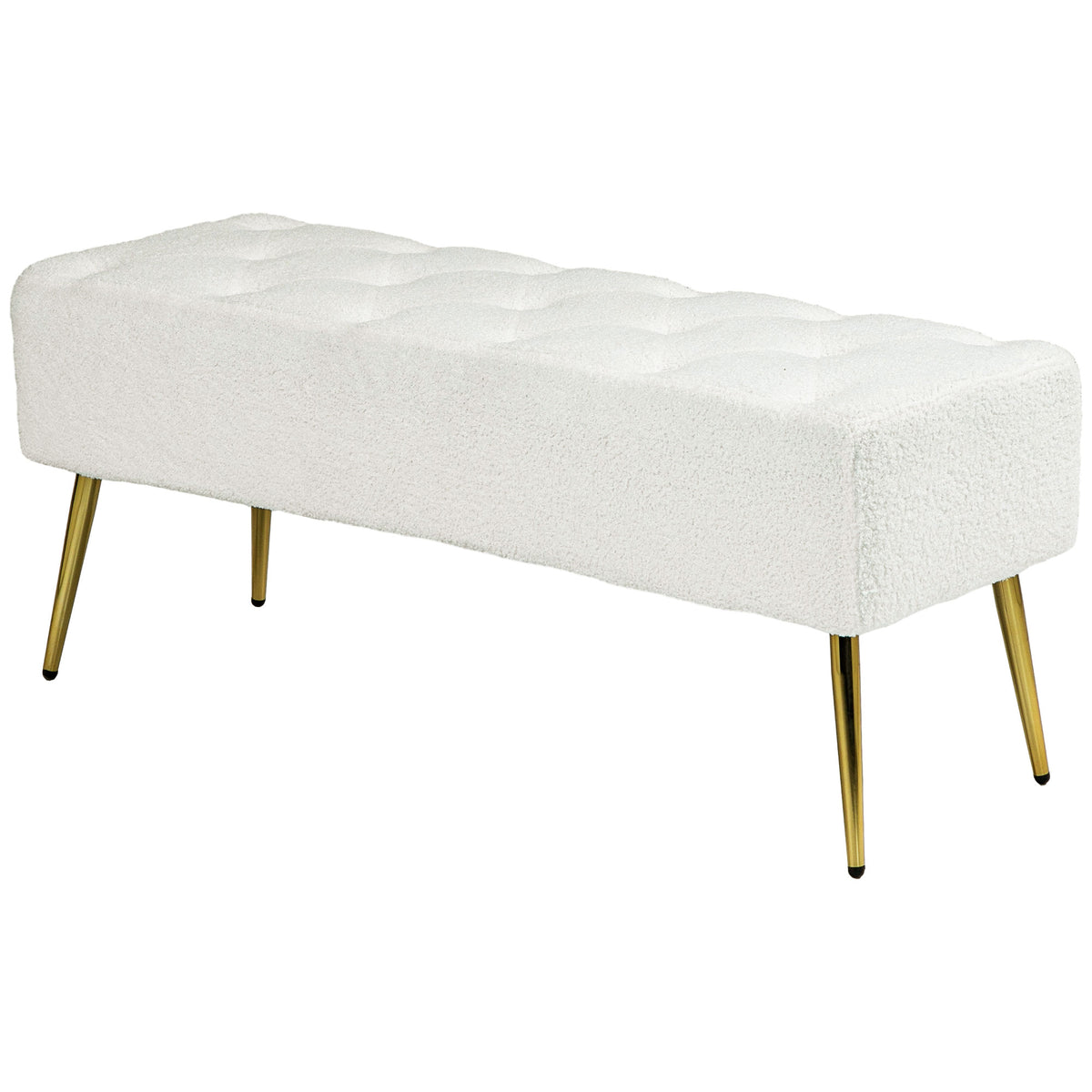 Upholstered bedroom bench with lamb's wool-feel