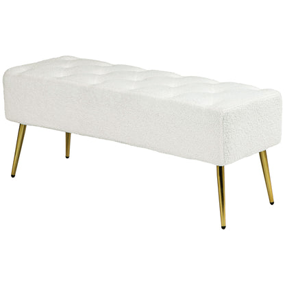 Upholstered bedroom bench with lamb's wool-feel
