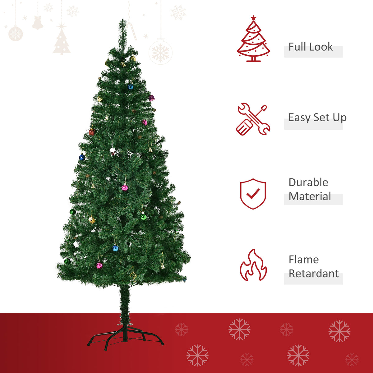 Artificial Christmas Tree 4.9ft Green — with decorations